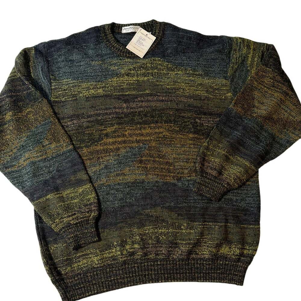 NWT Vintage 90s Norm Thompson Merino Wool Sweater L Italy Coogi Tundra Style